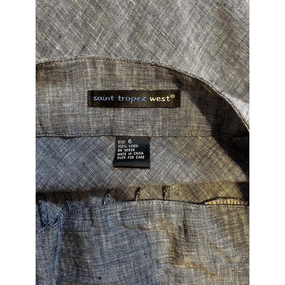 Saint Tropez West Skirt Womens 6 Gray Linen A Line Midi Lightweight Summer - Picture 5 of 7